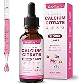 Liposomal Liquid Calcium Citrate Drops 1200MG, Liquid Calcium Magnesium Zinc Supplement for Women & Kids, with Vitamin C, D3 & K2, Boron, Bone & Muscle Health, Immune & Overall Support, 2 Fl Oz