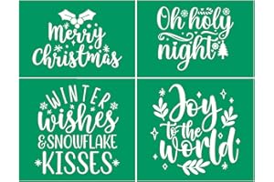 JAJADO Self-Adhesive Screen Print Transfers Reusable Silk Screen Stencil Chalk Paint Stencils for Crafts, Xmas Plaque Sign Christmas Stencil for Painting on Wood, T-Shirt, Card, Home Decor Wood Craft Art