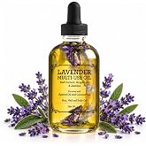 BEAUTE DE PROVENCE Lavender Multi-Use Oil for Face, Body and Hair - Organic Blend of Apricot, Vitamin E, Fractionated Coconut and Sweet Almond Oil Moisturizer for Dry Skin, Scalp and Nails - 4 Fl Oz