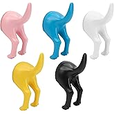 5 Pack Wall Coat Hooks, Cute Decorative Mounted Leash Holder Hangers, Dog Butt Wall Peg for Coat, Hat, Towel, Bag, Key, Plastic Bathroom Rustic Decor - Perfect for Dog Lovers Gifts