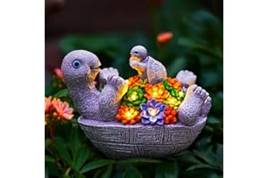 twinbling Solar Turtle Garden Statue with 8 LED Lights and Succulents - Funny Mother and Baby Design - Weather-Resistant Outdoor Decor for Patio, Lawn, Yard - Unique Housewarming, Birthday