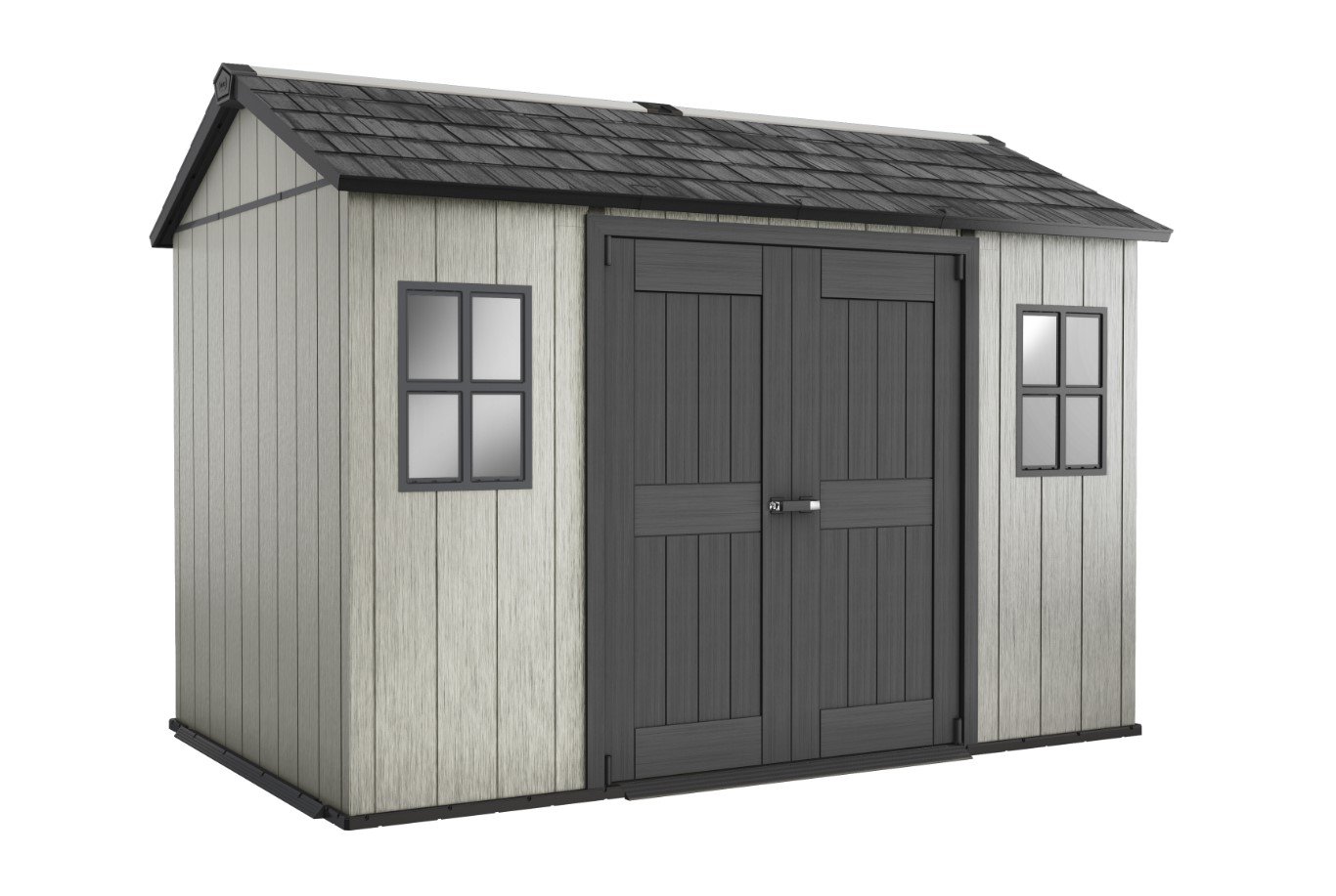 Keter Oakland Outdoor Plastic Garden Storage Shed, Grey, 11 x 7.5 feet