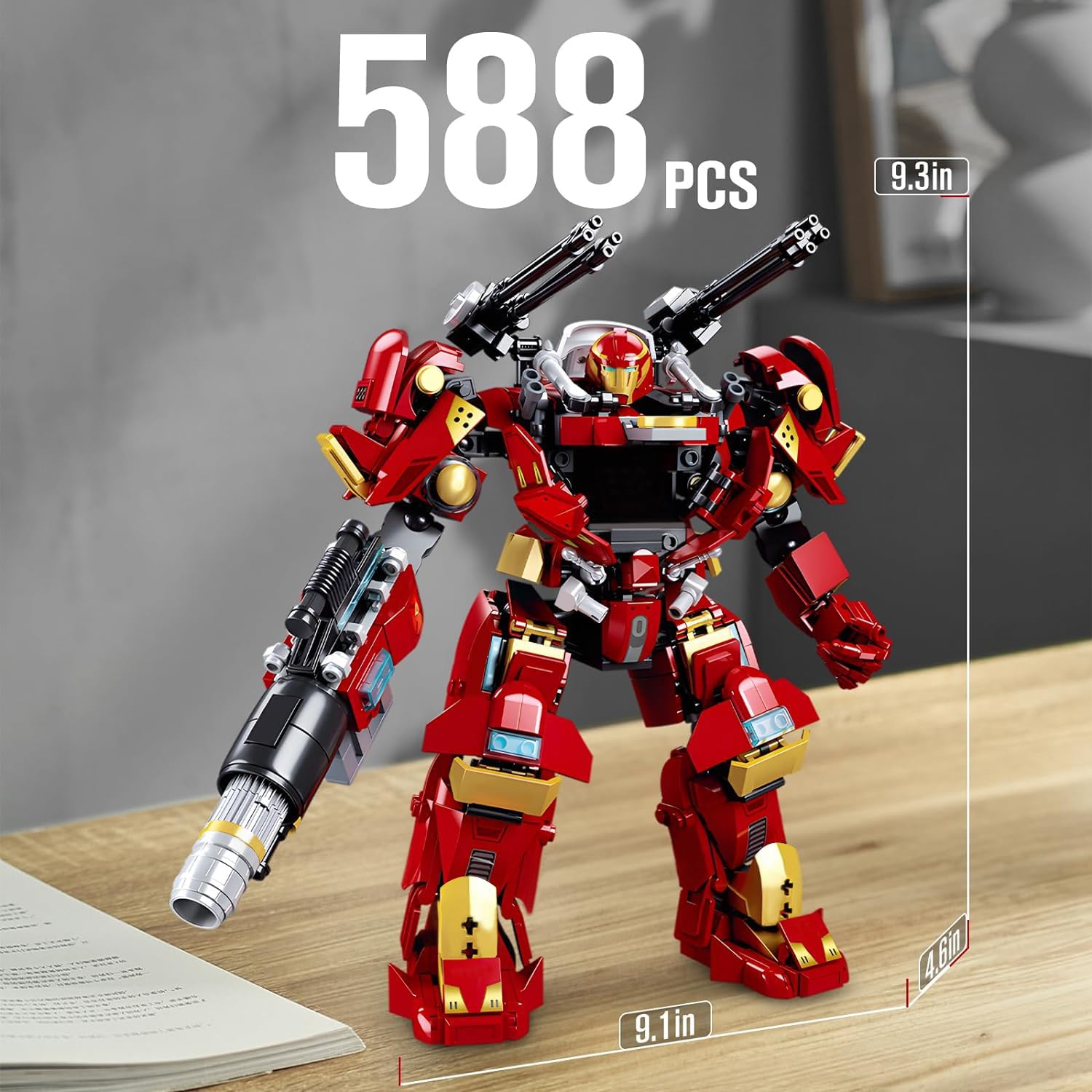 HIGH GODO Mech Robot Transforming Building Blocks Set for Adults,City Warrior Justice Hero Soldier Mech Model Building Kit, Cool Creative Robots Toys Gift for Teens Boys, 588 Pieces