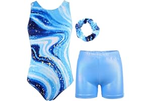 JESKIDS Gymnastics Leotards for Girls Dance Unitards Biketards Matching Shorts Activewear Suits for Girls 4-13 Years