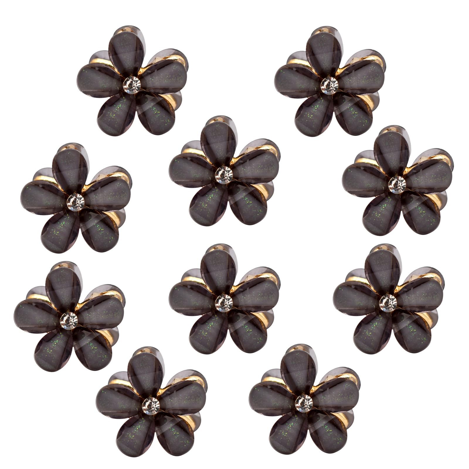 PAITOK Mini Hair Clips, Flower Hair Clips, Flower Clips, Non-Slip Hair Clips for Girls Women for Photos, Daily Party, Wedding Hairstyle Accessories (Pack of 10, Black)