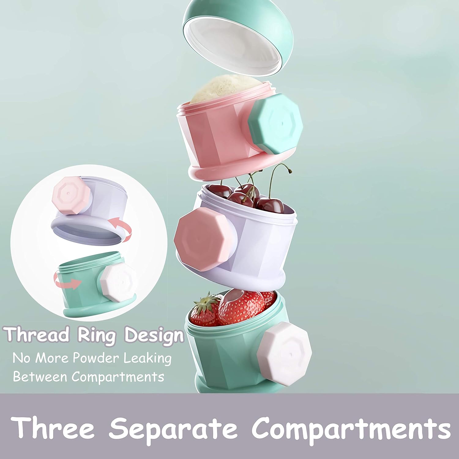 Formula Dispenser LANEYLI Baby Milk Powder Formula Dispenser Non-Spill Twist-Lock Stackable Snack Storage Container On-The-Go BPA Free Castle Design 3 Feeds Pink : Baby