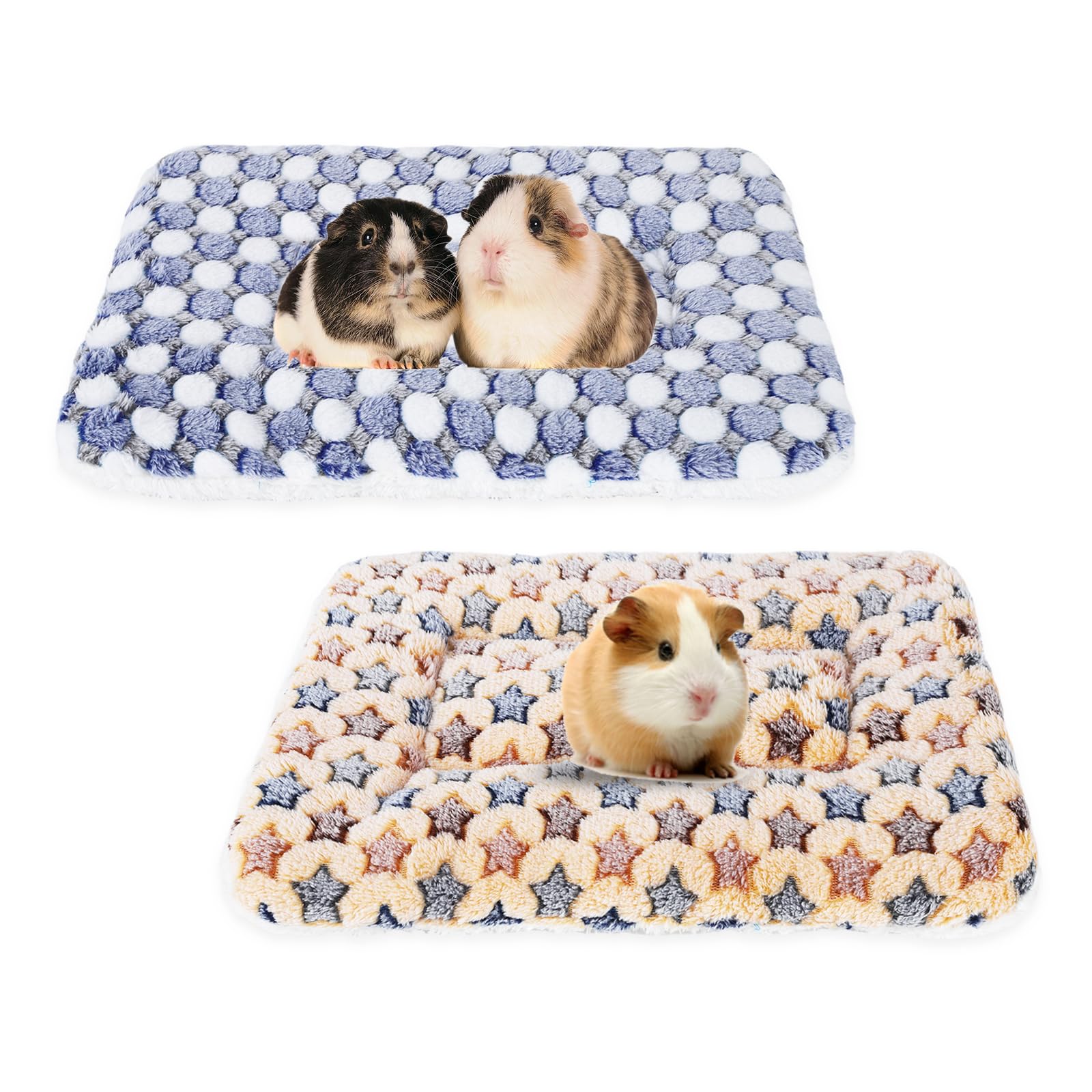 Gukasxi 2 Pcs Small Animal Plush Bed Mat 35x27cm Washable Guinea Pig Bed Mat Fluffy Guinea Pig Bedding Mat Sleeping Pad for Bunny Hamster Guinea Pig