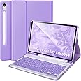 Keyboard Case for Samsung Galaxy Tab S9 FE 10.9"/ S9 11" 2023,Case with Keyboard for Samsung S9 FE with S Pen Holder,Detachable Wireless Bluetooth Keyboard for Galaxy S9 11" Auto Wake/Sleep, Purple