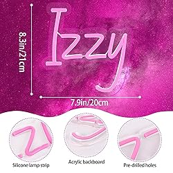 attneon Izzy Name Neon Sign for Wall Decor,LED Name