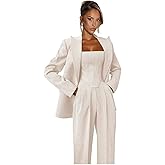 LEWIJO Tweed Pant Suits for Women Business 3 Piece Double Breasted Suits for Women Casual Herringbone Womens Suit
