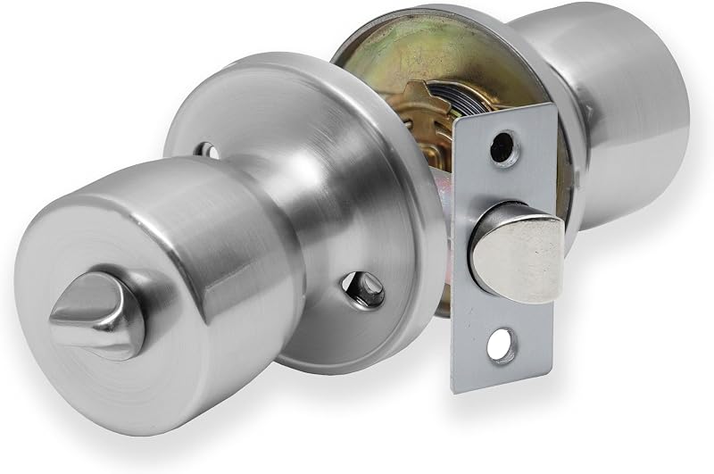 XFORT Tulip Privacy Knob Set Satin Chrome Keyless Lock Internal Door