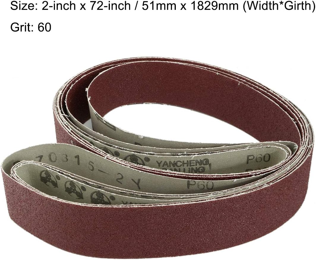 Sourcingmap 2-Inch x 72-Inch Aluminum Oxide Sanding Belt 60 Grits Sandpaper Lapped Joint for Belt Sander 4pcs - Image 3