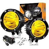 Auxbeam C4 Series 4In 72W LED Light Pod, Amber Round Spot Offroad Fog Light | 7200LM Amber Light Pod with Wiring Harness, 4 inch Round pod lights, Yellow Ditch Light for Jeep Truck SUV ATV UTV Wrangler