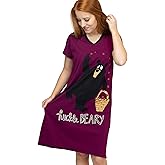 Lazy One Women's Nightgown, Funny V-Neck Sleep Shirt for Women, Bear & Moose Pajama Shirts