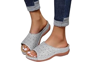 PGOJUNI Womens Sandals Wide Width,Women Orthopedic Diabetic Sandals with Arch Support Wide Width Summer Platform Wedge Sandals