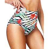 Tempt Me Women's High Waisted Bikini Bottom Full Coverage Tummy Control Swimsuit Bottom with Pockets