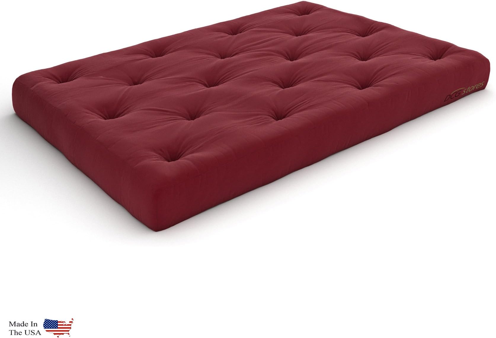 Nirvana Futons Extra Thick Premium 10-Inch Queen Futon Mattress, Burgundy Twill - Made in USA