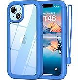 ANB for iPhone 14 case& iPhone 13 case,Soft Silicone and Clear Hard PC Back 3in1 Full Body Shockproof Heavy Duty Military-Grade Drop Protection Cover, 6.1 inch (Blue)