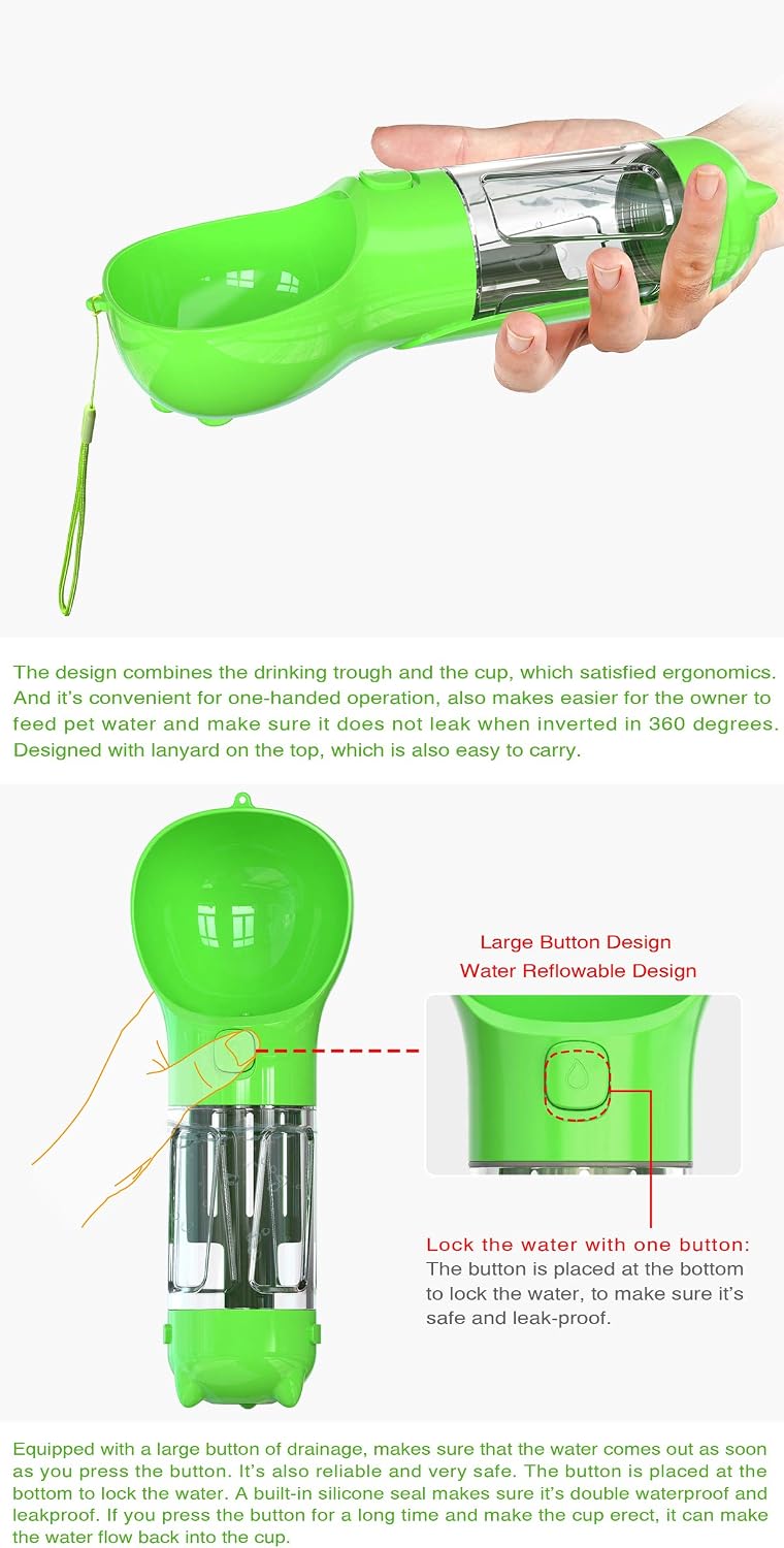 KZLLYJ Dog Water Bottle 300ml, Dog Travel Water Bottle with Dispenser Drinking Bowl - Image 4