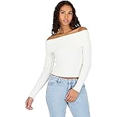 Forever 21 Womens Fold Over Off The Shoulder Sweater with Cable Knit Bottom