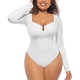 FeelinGirl Shapewear Bodysuit for Women Long Sleeve Tummy Control Body Suits Seamless Thong Body Shaper