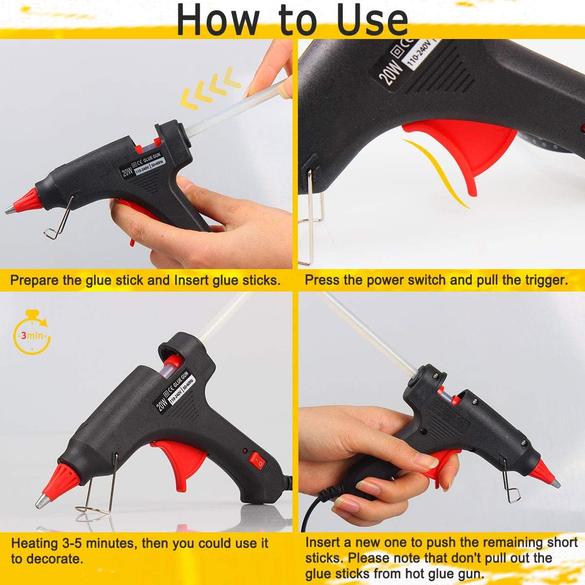 Hot glue gun, 20W Temp Mini Melt Glue Gun with 20PCS Glue sticks, Heating Fast, Perfect for DIY School Projects, Home Quick Repairs, Creative Arts & Crafts: Home Improvement