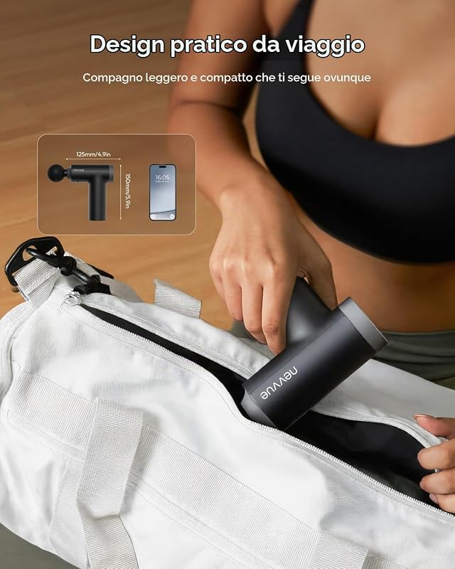 Mini Pistola Massaggio Muscolare con funzione calore, 9 velocità e 4000 RPM