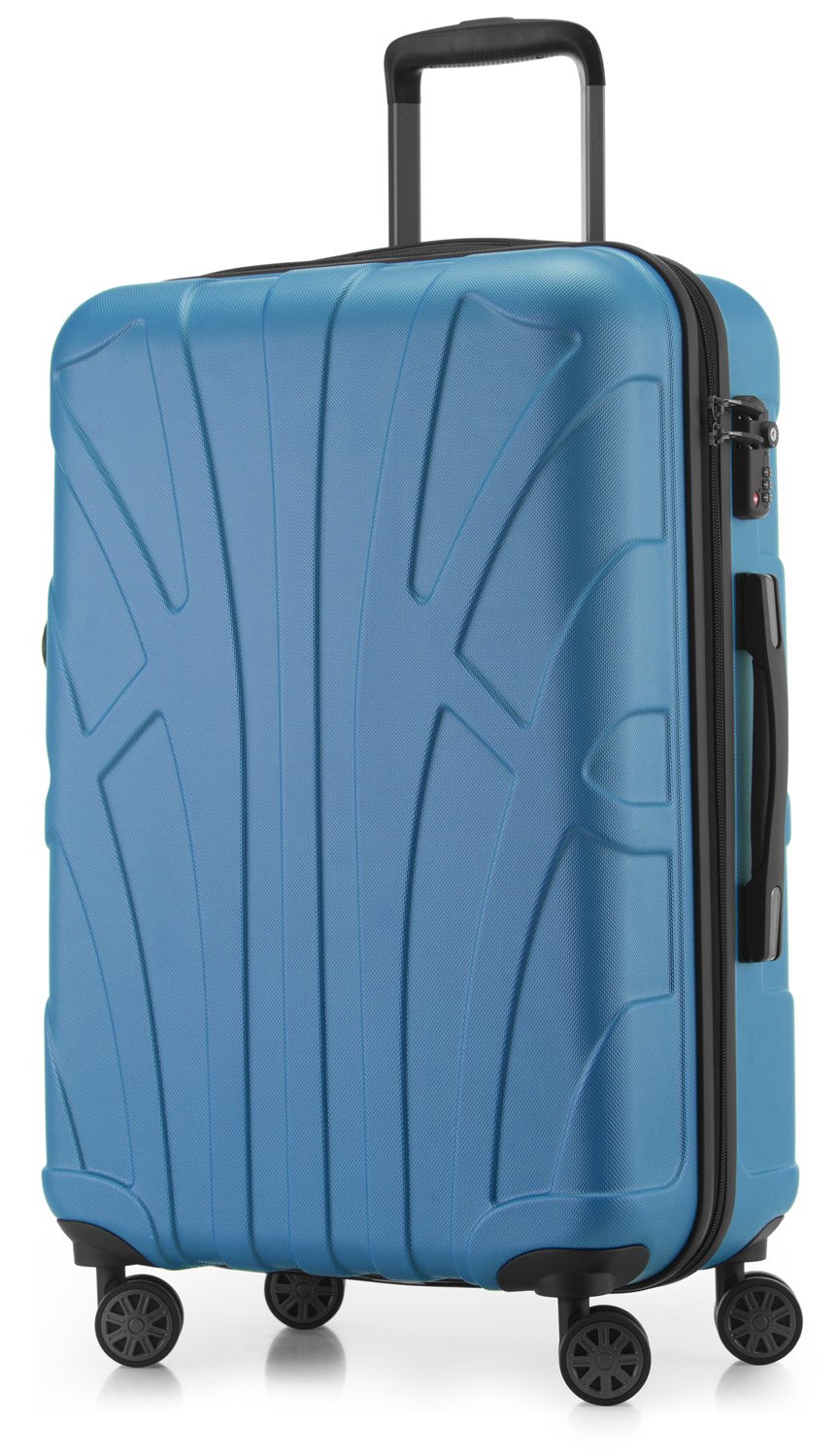 Suitline - Hardshell Suitcase Trolley Travel Luggage Hardcase with Extension, TSA, 66 cm, 58-68 litres, 100% ABS mat, Cyanblue