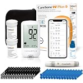 CareSens N Plus Bluetooth Blood Glucose Monitor Kit with 100 Blood Sugar Test Strips, 100 Lancets, 1 Blood Glucose Meter, 1 Lancing Device, Travel Case for Diabetes Testing Kit (Auto-Coding Glucometer kit with 1 Control Solution) for Personal Use