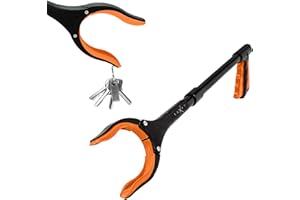 LUXET Grabber Reacher Tool 19 Inch Long, Foldable Pick Up Stick - Strong Grip Magnetic Tip - Heavy Duty Trash Picker Claw Reacher Grabber Tool Elderly Wheelchair Mobility Aid (Orange)