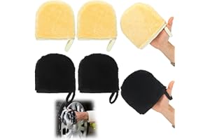 Funnysoft 4 Pcs Synthetic Wool Wheel Mitt Wash and Scrub Wheel Faces and Details Without Scratching or Marring Car Fits Over Fingers for Easy and Comfortable Detailing