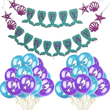 Amazon Com Jettingbuy Little Mermaid Party Supplies Decorations