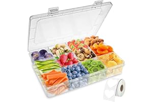 OYRLIZE Snackle Box - Reusable Divided Snack Container Box ,Snack Solution, Food Storage Container for Kids, School,Travel|Removable Dividers,Arts &Crafts,Beads,Dishwasher Safe,BPA-Free,12 Compartments