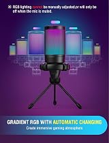 FIFINE Gaming USB Microphone RGB Condenser with Tap-to-Mute Shock Mount Pop view 6