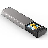 HEIYING Pill Organizer with Aluminum Shell for One Week Capacity, Portable 7 Compartments Pill Box Container to Hold Vitamin, Medicine, Supplements