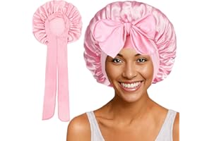 Satin Bonnet Silk Bonnet for Sleeping Women, Ajustable Hair Bonnet 1 Pack（Pink）
