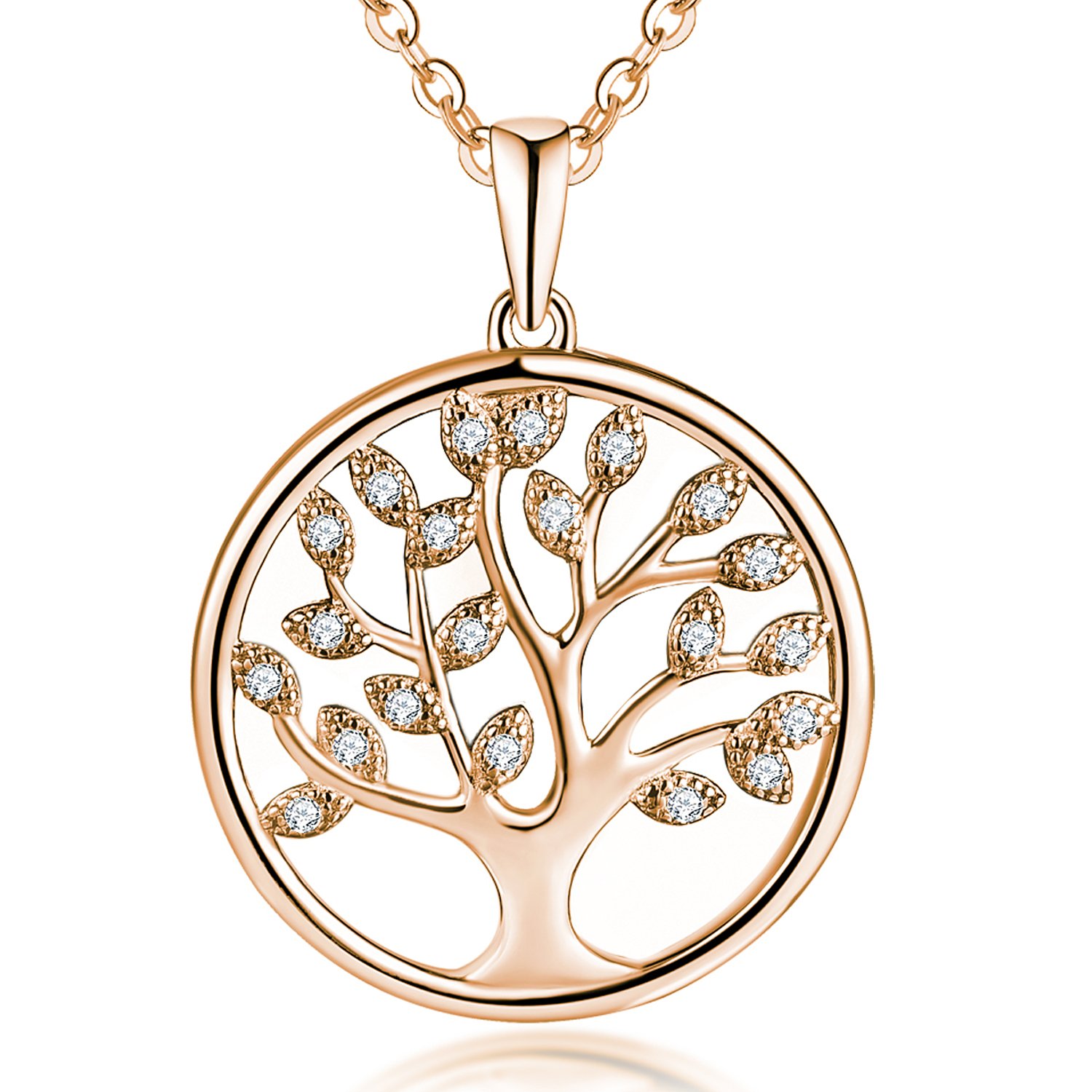 JO WISDOM Tree of Life Necklace,925 Sterling Silver Family Tree Pendant Necklace with Rose Gold Plated,Jewellery for Women โ image 1