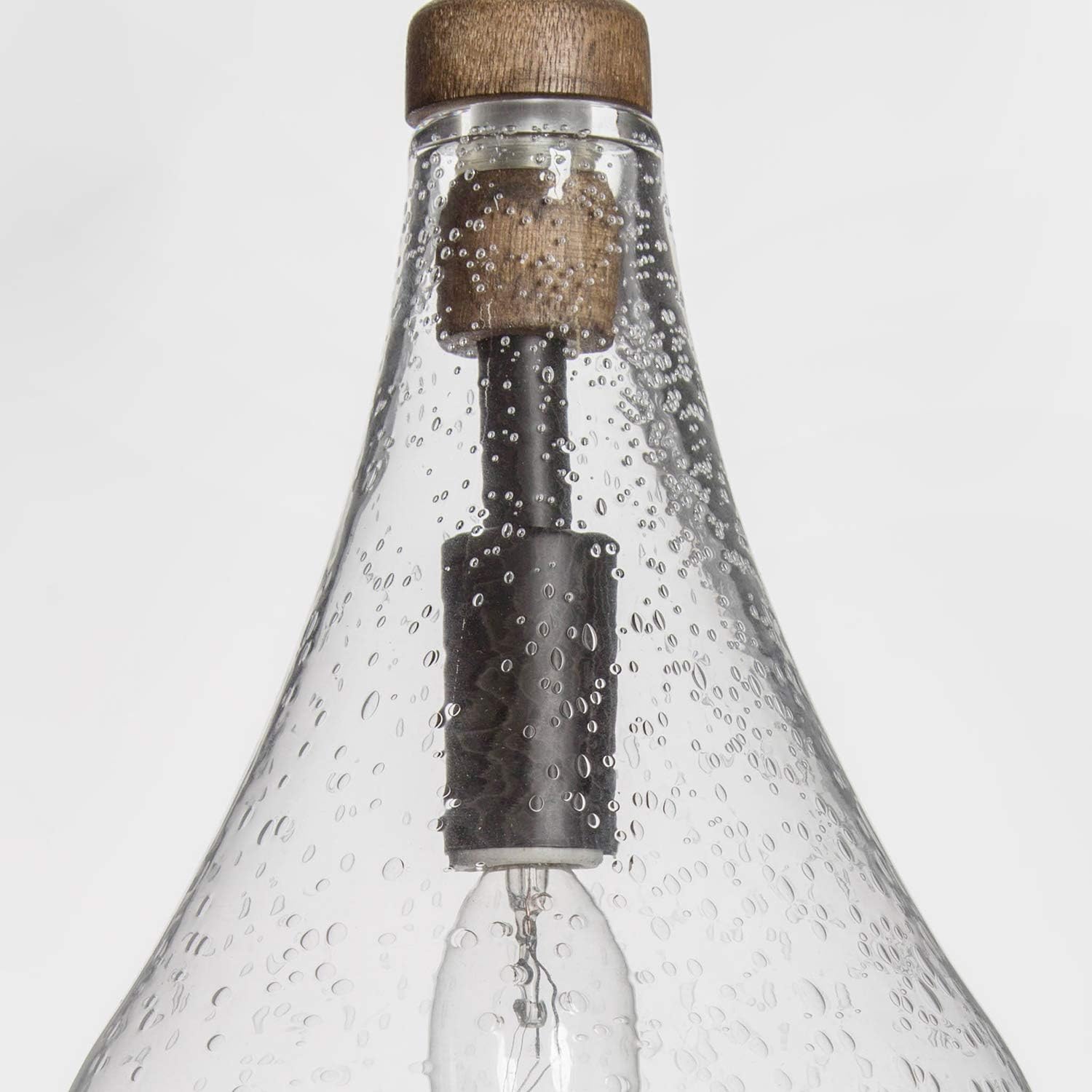 GEPOW Glass Pendant Lighting for Kitchen Island, Farmhouse Wood Hanging Light Fixture for Dining Room, Foyer, Bedroom - - 