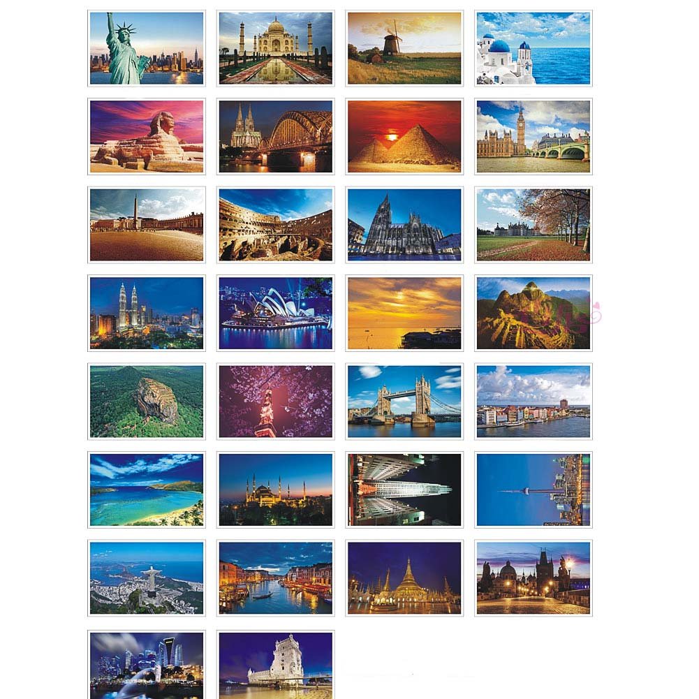 30 Pcs Artistic Postcards Picture Postcards Travel Photo Souvenir Gift Cards, Around the World 2