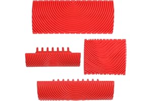 POPETPOP 4pcs Wood Grain Paint Tool Kit, Natural Woodgrain Maker for Wall and Floor Texture Painting, Handle