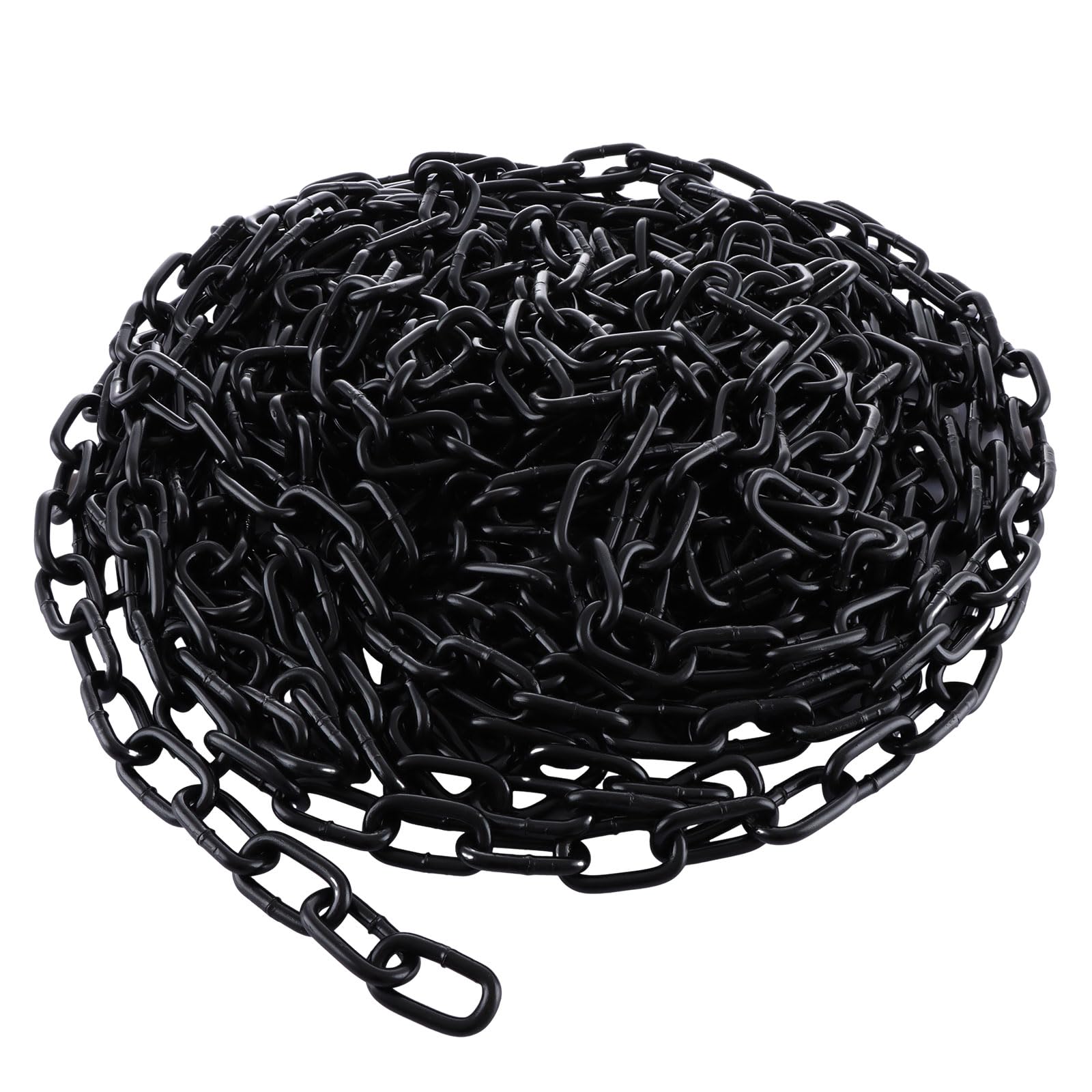 JMIATRY 15 Metres Length 304 Stainless Steel Chain, 5mm Heavy Duty Chain Links, Black Galvanized Steel Welded Link Chains Lift for Fence Gate, Garage Doors, Swing Chains and Bicycle Security Lock