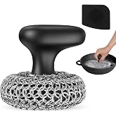 Cast Iron Scrubber Dish Scrub Brush 316 Chainmail Scrubber for Cast Iron | Dish Scouring Pads, Dishwasher Safe, Chain Mail Scrubber Cast Iron, Cleaning Kit, for Pan Skillet, Black