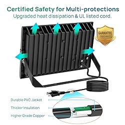 Ustellar Flood Lights Outdoor Plug In 3 Pack 80W