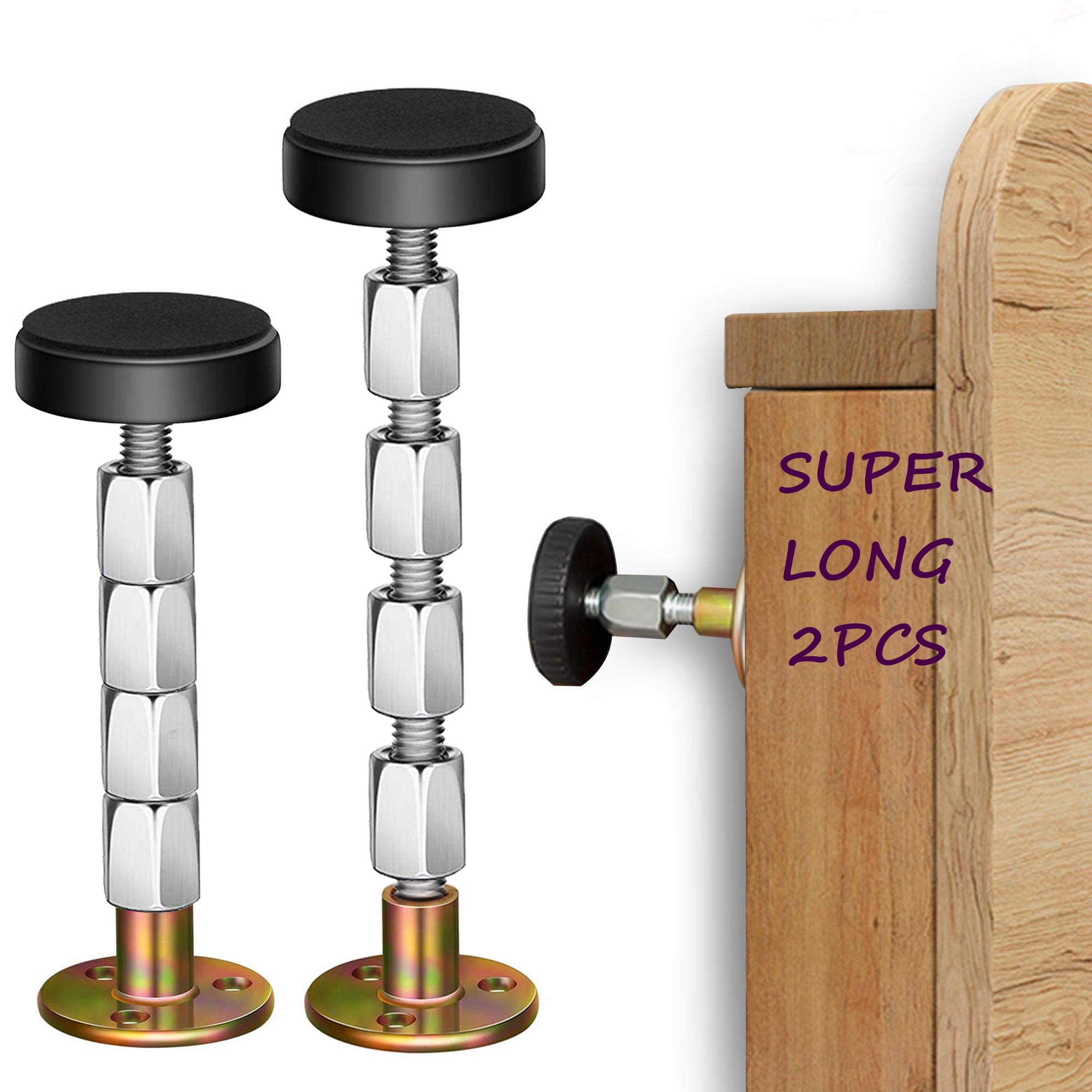 NA Adjustable Threaded Headboard Stoppers Fixer,Bed Frame Anti-Shake Tool,Bedside Antishake Telescopic Support Stabilizer for Room Wall, Beds, Cabinets, Sofas(2PCS,1.18"-4.92")