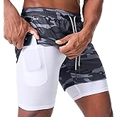 Surenow Mens Running Shorts,Workout Running Shorts for Men,2-in-1 Stealth Shorts, 7-Inch Gym Yoga Outdoor Sports Shorts