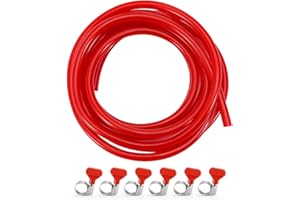 15FT-HGKEKE Beer CO2 Gas Line Kit Homebrew Brewing Gas Tubing Keg Gas Line PVC CO2 Tubing for Kegerator 5/16 CO2 Line Draft Beer Red CO2 Hose Kit with Hose Clamps.