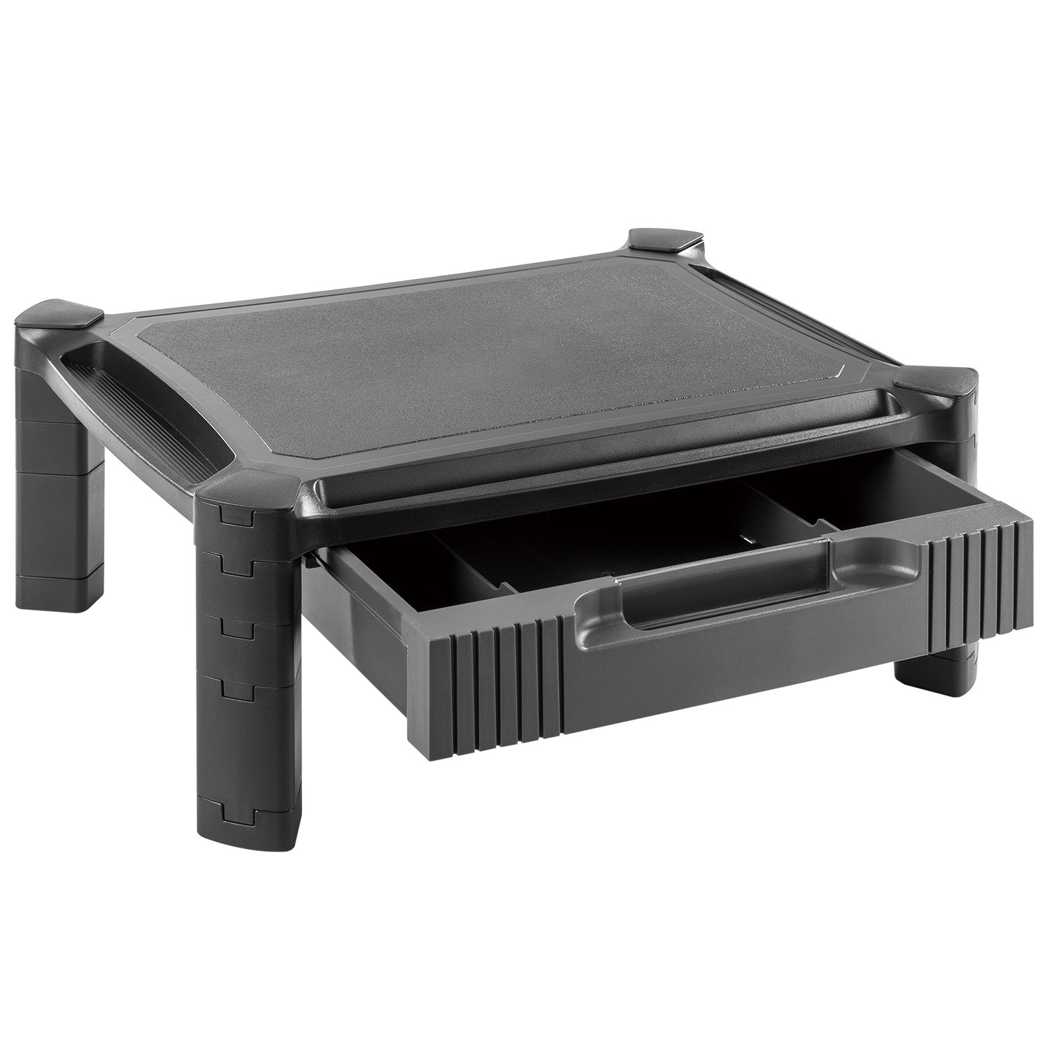 Adjustable Monitor Stand Riser Printer Shelf with Pull Out Drawer, Pen