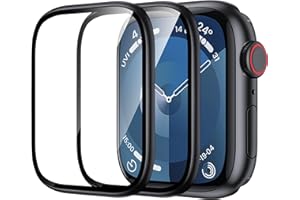 WSKEN for Apple Watch Screen Protector 45mm Series 9 8 7, Titanium Alloy Frame + 9H Tempered Glass, [Keep Original] [Touch Sensitive] Lightweight Protective Glass for iwatch 45mm 2 Pack,Black