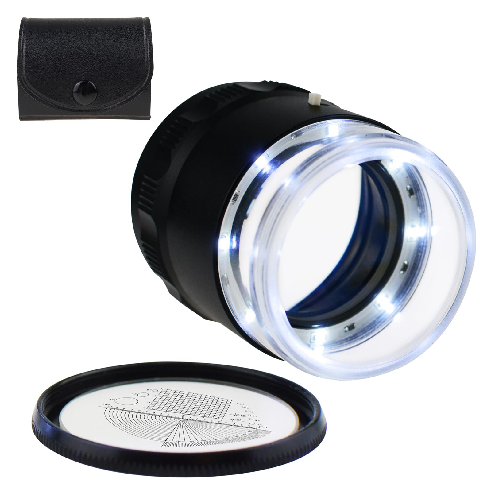 Magnification Jewelers Eye Loupe Triplet Lens Magnifier Foldable Magnifying with UV Light for Gems, Jewelry, Coins, Stamps, etc (10x Jewelry Magnifiers)