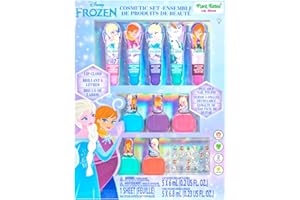 Townley Girl Disney Frozen Elsa Anna Nail Polish Cosmetic Makeup Set for Girls with Lip Gloss Nail Polish Nail Stickers - 11 Pcs| Parties,Sleepovers Makeovers| Birthday Gift for Girls 3 Yrs+